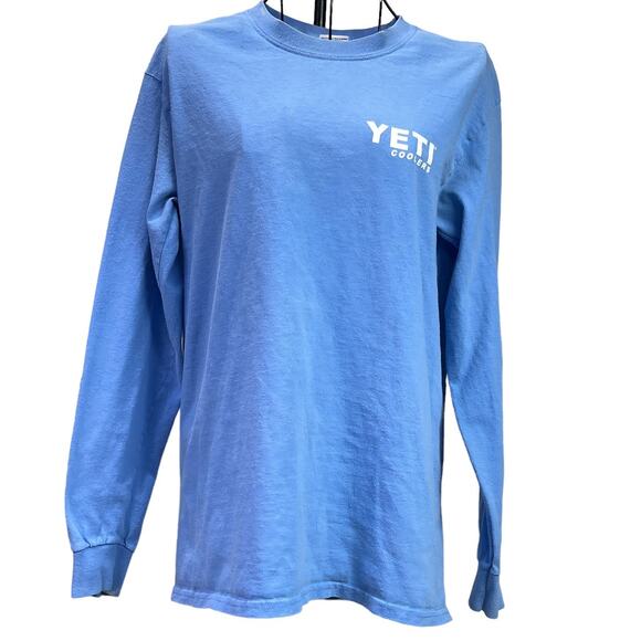 Gildan Crew Neck YETI Printed Both Sides Long Sleeve Tee Shirt Top Size Small - Picture 1 of 10